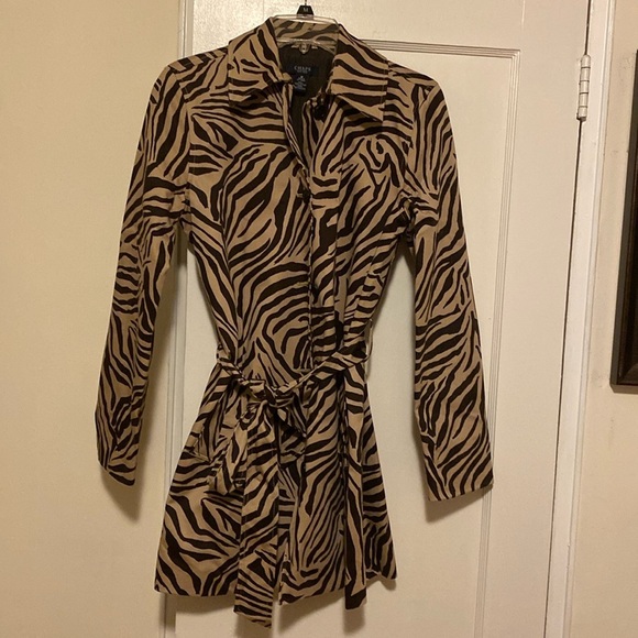 Chaps Jackets & Blazers - Chaps animal print belted trench coat size medium